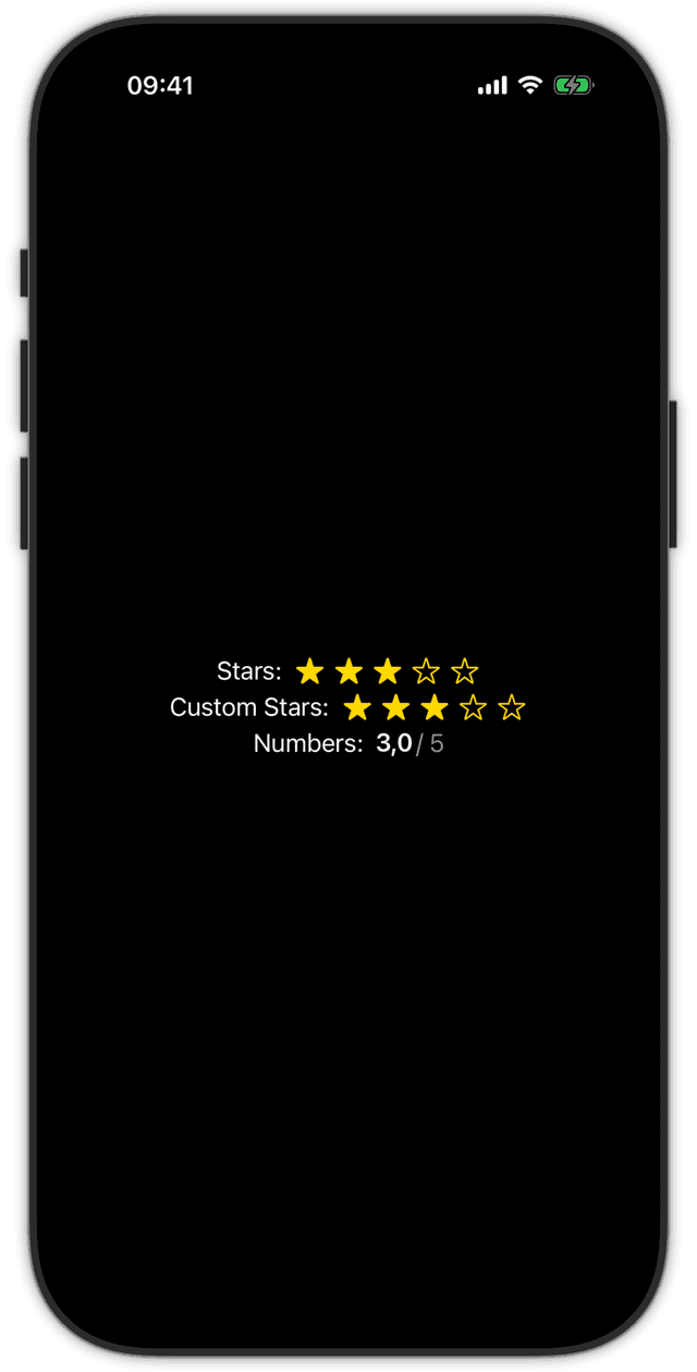Rating control rendered with the star style in dark mode